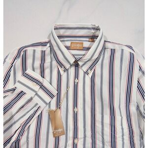 Gitman Bros Button Down Shirt Stripe White Navy Long Sleeve 16.5 36 NWT USA Made